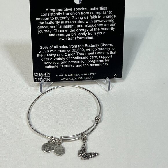 Alex and Ani Silver Butterfly Charm Bangle Bracelet - Picture 2 of 5